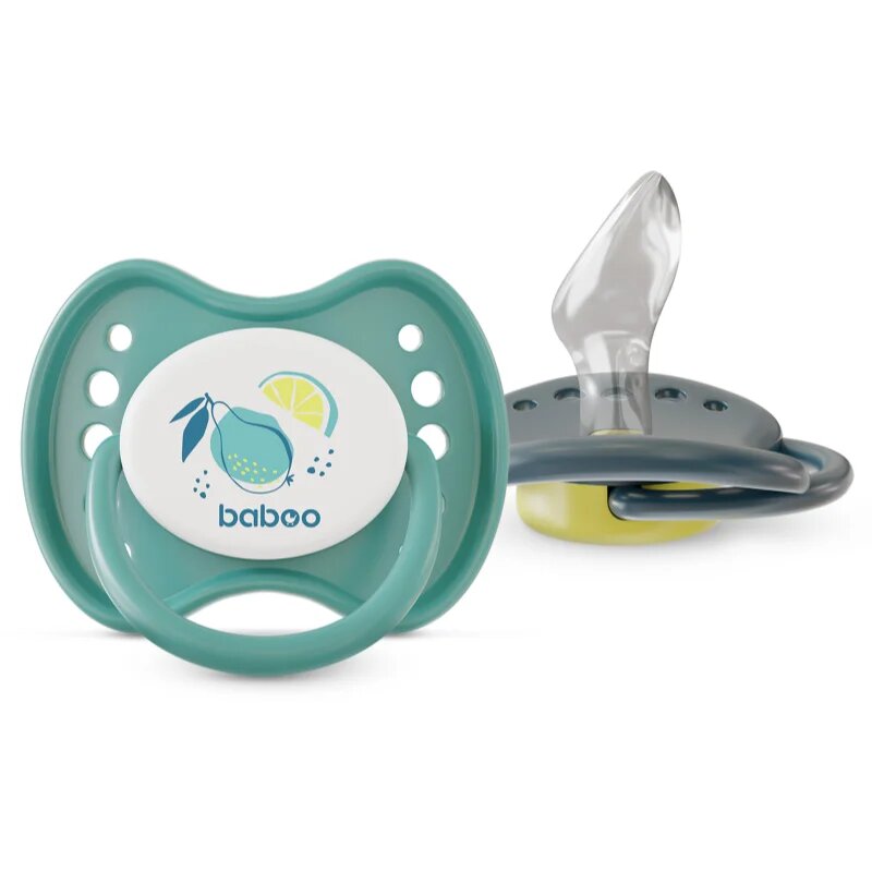 Baboo Soothers Silicone Orthodontic with Case duda Lagoon Fiesta 6-12 m 2 kos