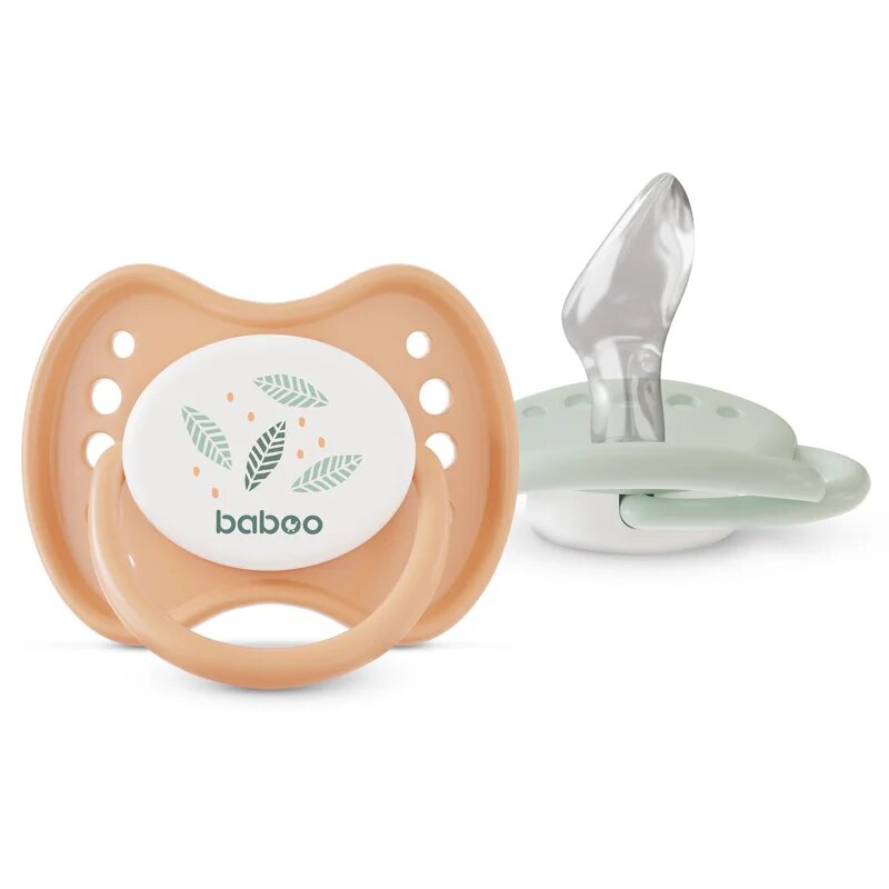 Baboo Soothers Silicone Orthodontic with Case duda Peachy Keen 0-6 m 2 kos