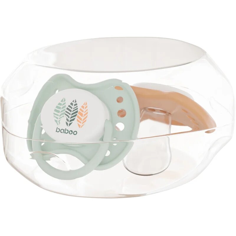 Baboo Soothers Silicone Orthodontic with Case duda Peachy Keen 0-6 m 2 kos