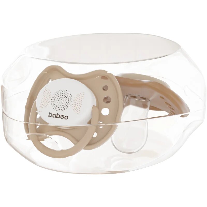 Baboo Soothers Silicone Symmetrical with Case duda Au Naturale 0-6 m 2 kos