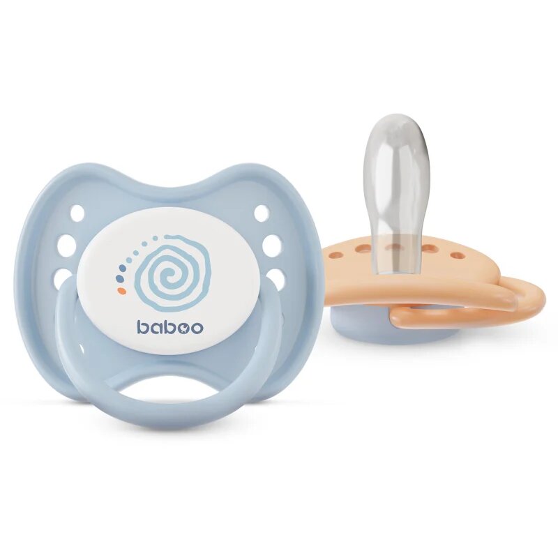 Baboo Soothers Silicone Symmetrical with Case duda Blue Haze 6-12 m 2 kos