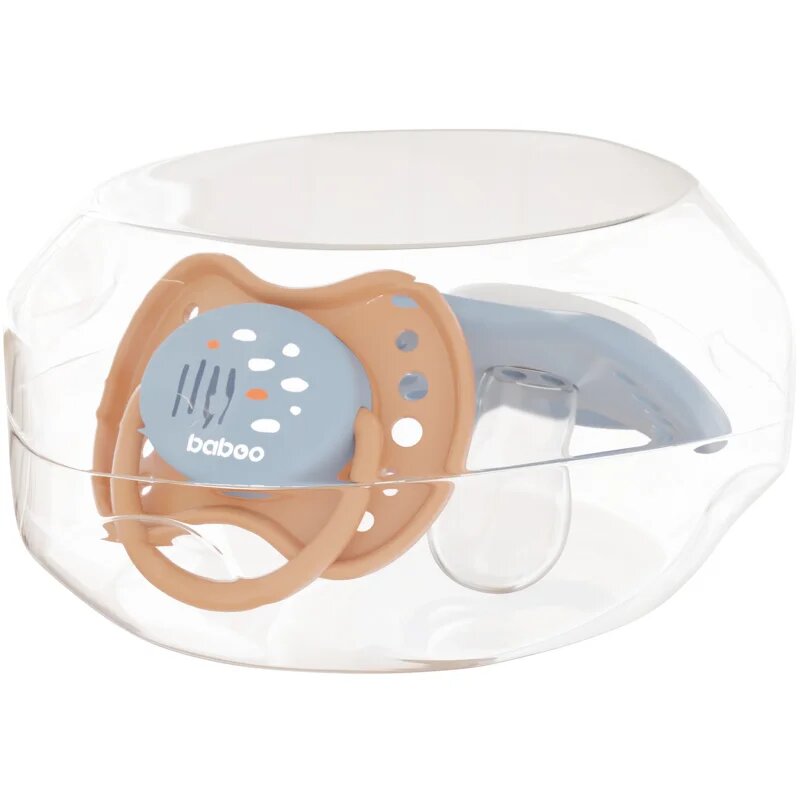 Baboo Soothers Silicone Symmetrical with Case duda Blue Haze 6-12 m 2 kos