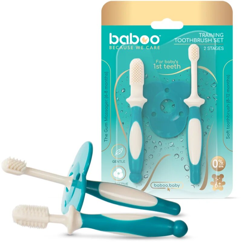 Baboo Toothbrush Set set zobne nege za dojenčke 6-12 m 2 kos