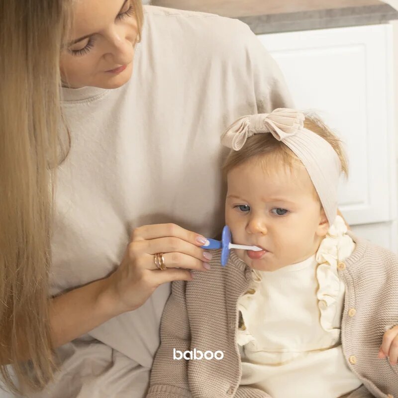 Baboo Toothbrush Set set zobne nege za dojenčke Blue Haze 6m+ 3 kos