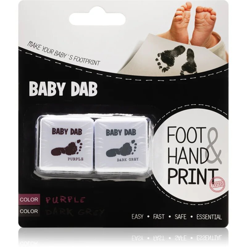 Baby Dab Foot & Hand Print Purple & Grey barva za otroške odtise 2 kos