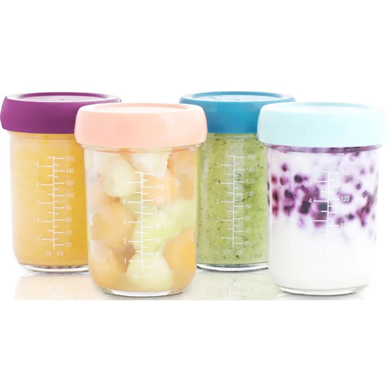 Babymoov Bowls Glass skledica s pokrovčkom Glass 4x220 ml