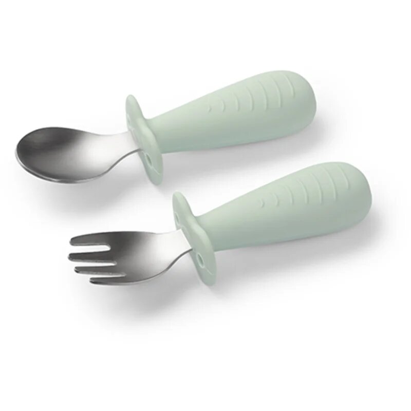 BabyOno Be Active Stainless Steel Spoon and Fork pribor za otroke Mint 12m+ 2 kos