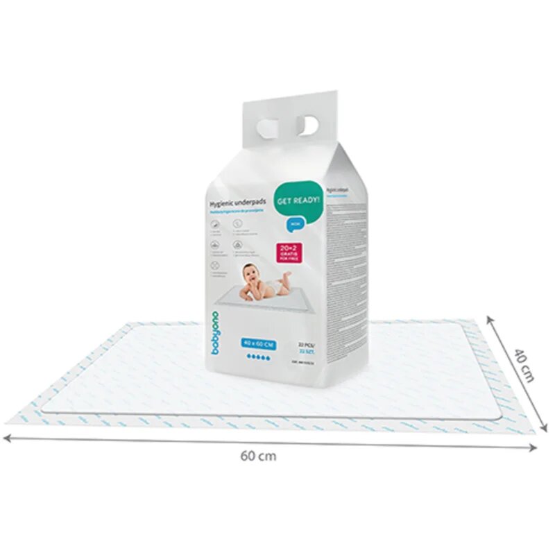 BabyOno Get Ready Hygienic Underpads previjalne podloge za enkratno uporabo 40 x 60 cm 22 kos