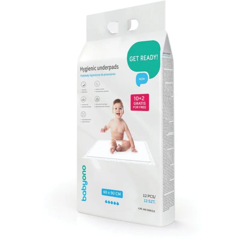 BabyOno Get Ready Hygienic Underpads previjalne podloge za enkratno uporabo 60x90 cm 12 kos