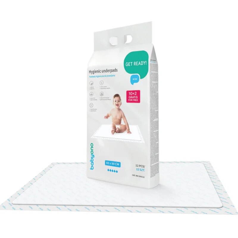 BabyOno Get Ready Hygienic Underpads previjalne podloge za enkratno uporabo 60x90 cm 12 kos