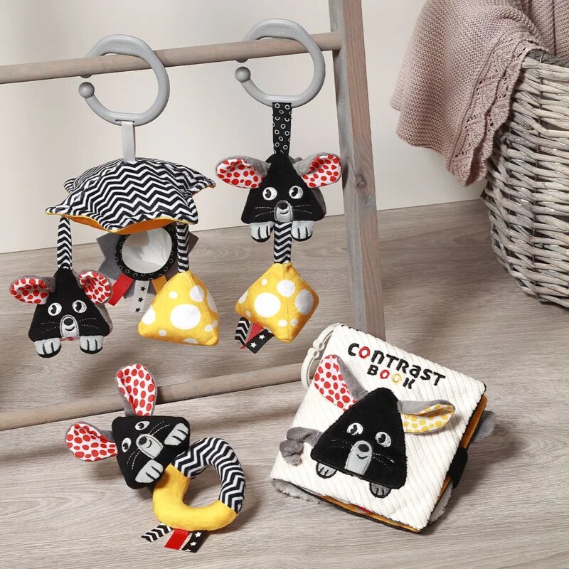 BabyOno Mouse kontrastna viseča igrača 0m+ 1 kos
