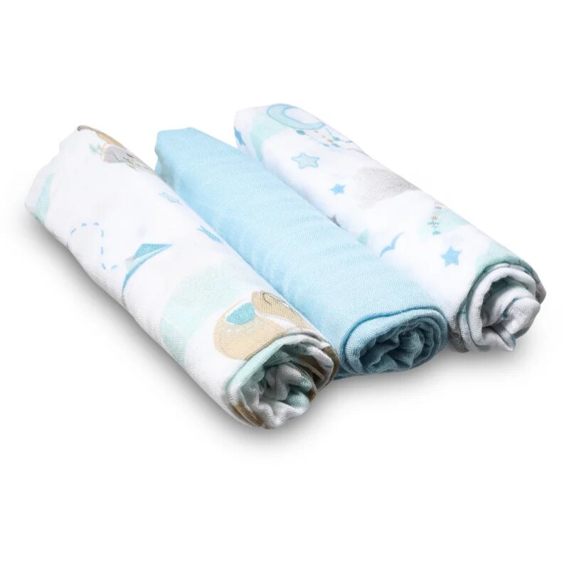 BabyOno Natural Bamboo Diapers Blue plenice iz blaga 70x70 cm 3 kos