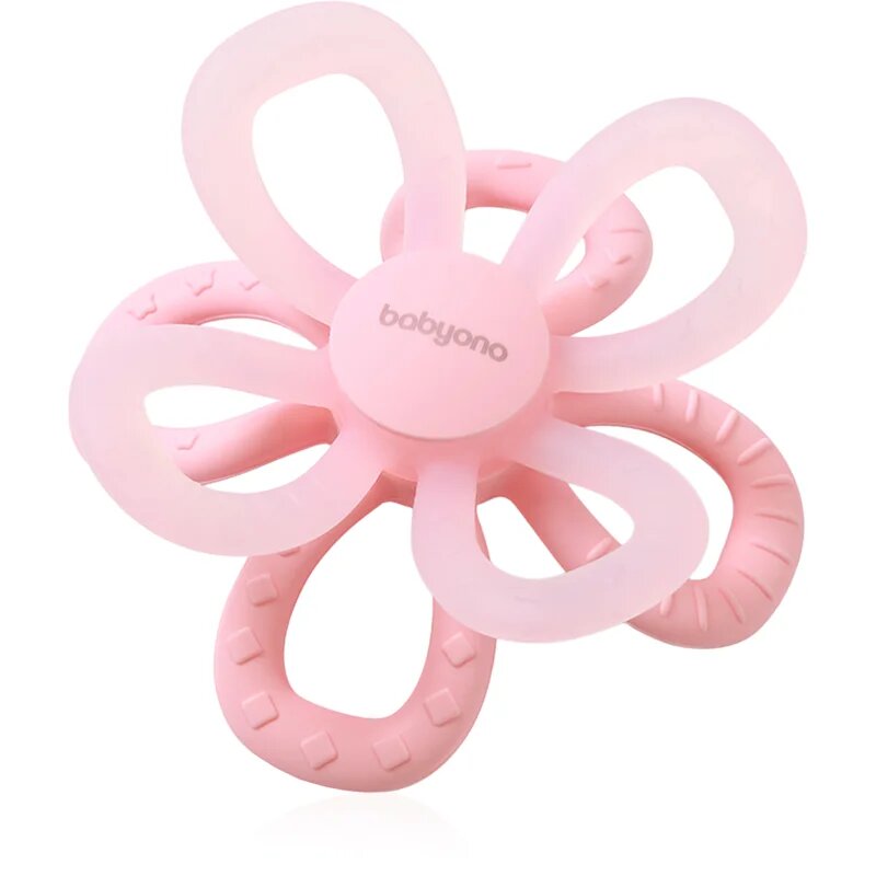 BabyOno Silicone Teether Flower grizalo Pink 1 kos