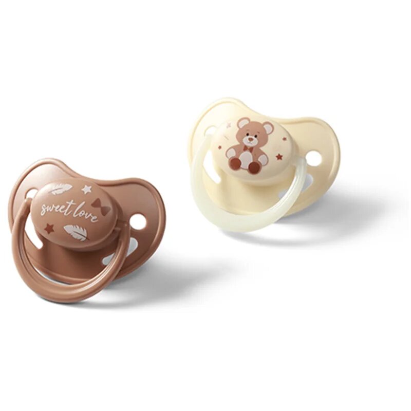 BabyOno Take Care Anatomical Silicone Soothers duda Night & Day 0-6m 2 kos