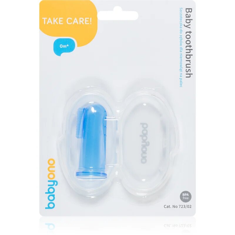 BabyOno Take Care First Toothbrush otroška zobna ščetka za na prst z etuijem Blue 1 kos