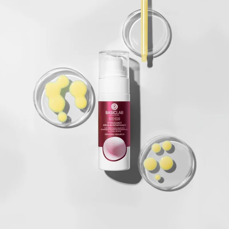 BasicLab Cosmetology Esteticus spodbujajoči serum za poenoten odtenek kože 0.5% Adapalene Acid Ester 10% Collagen Polypeptide Complex 0.5% PDRN 30 m