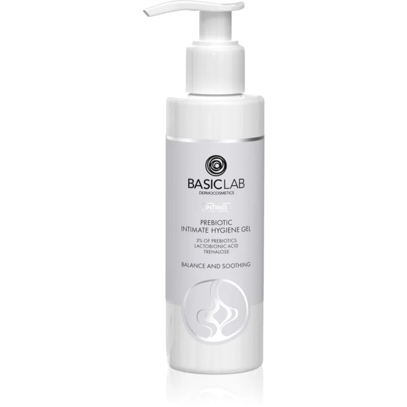 BasicLab Dermocosmetics Intimis pomirjevalni gel za intimno higieno s prebiotiki 200 ml