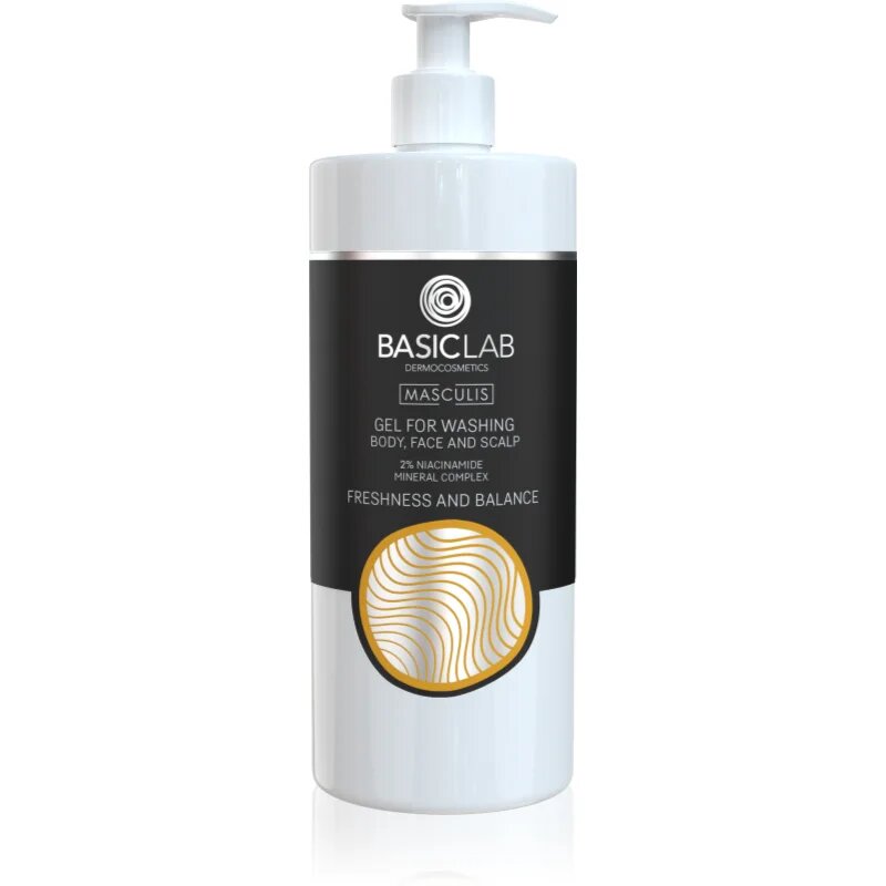 BasicLab Dermocosmetics Masculis gel za prhanje za obraz telo in lase 500 ml