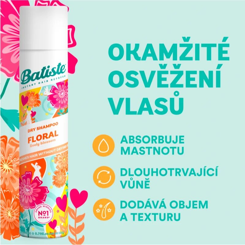 Batiste Floral Lively Blossoms suhi šampon za vse tipe las 200 ml