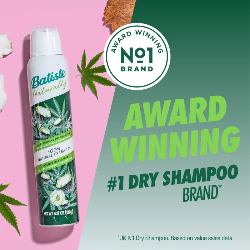 Batiste Naturally Coconut & Hemp suhi šampon za absorbcijo odvečnega sebuma in za osvežitev las 200 ml