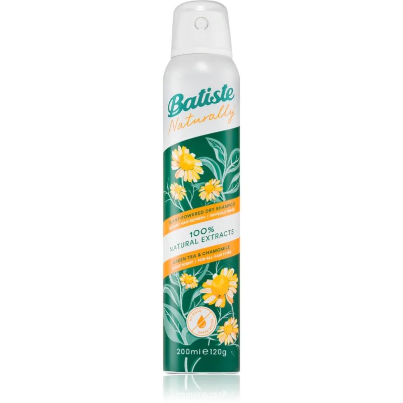 Batiste Naturally Green tea & Chamomile suhi šampon za absorbcijo odvečnega sebuma in za osvežitev las 200 ml