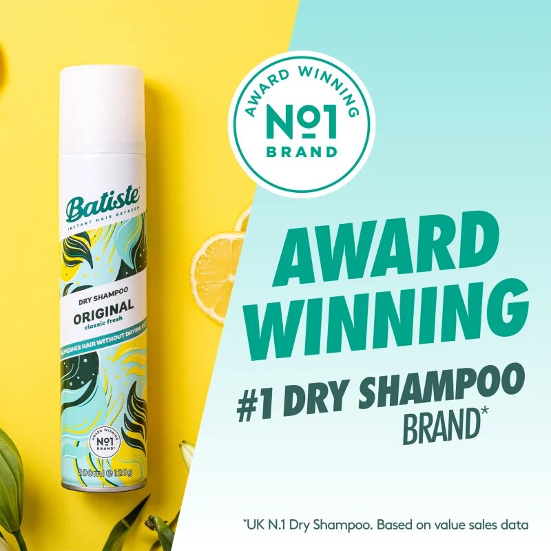 Batiste Original suhi šampon za absorbcijo odvečnega sebuma in za osvežitev las 200 ml