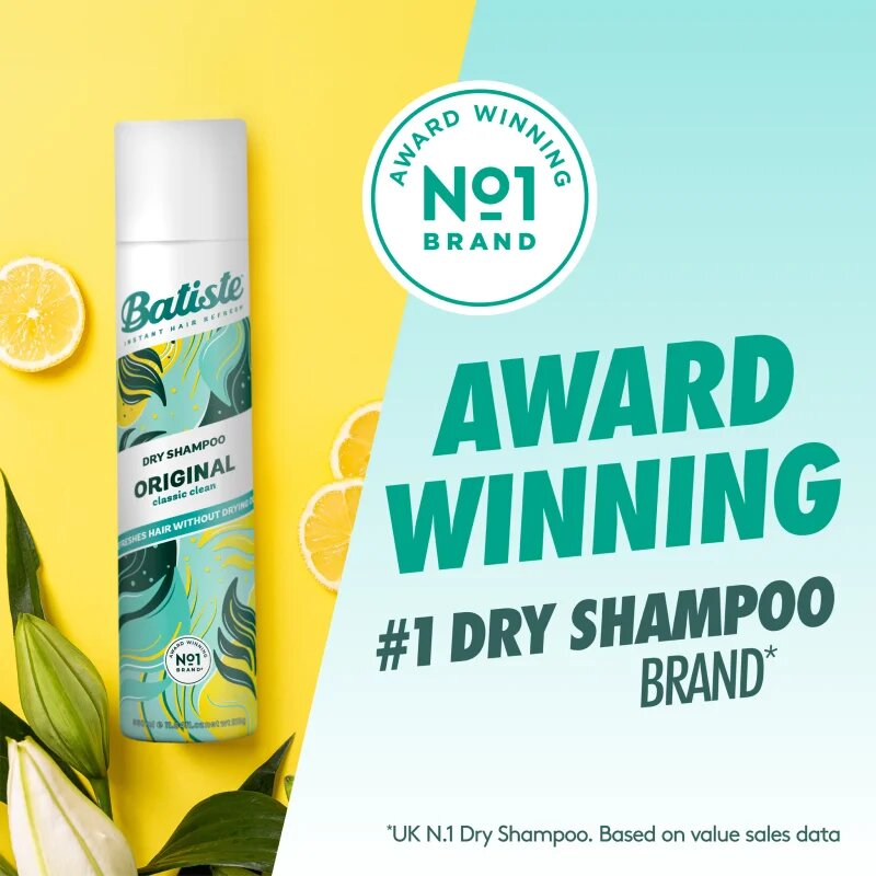 Batiste Original suhi šampon za absorbcijo odvečnega sebuma in za osvežitev las 350 ml