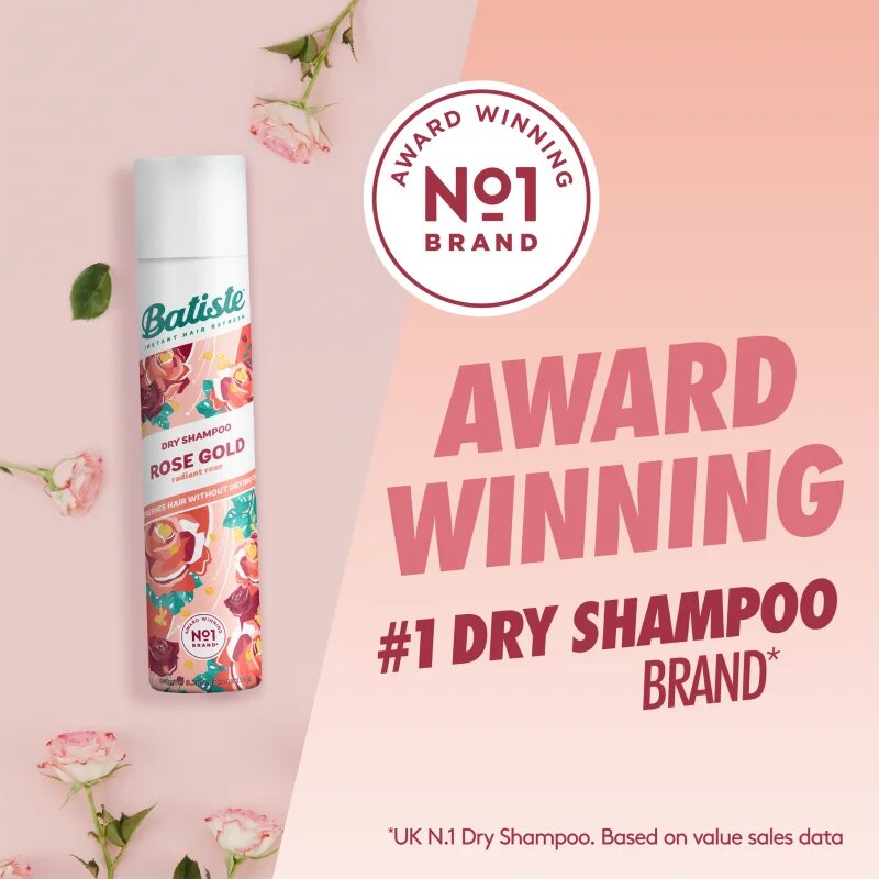 Batiste Rose Gold suhi šampon za absorbcijo odvečnega sebuma in za osvežitev las 200 ml