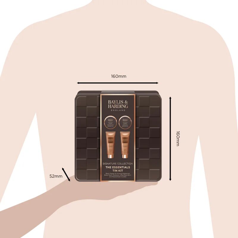 Baylis & Harding Black Pepper & Ginseng darilni set kovinska škatla za moške