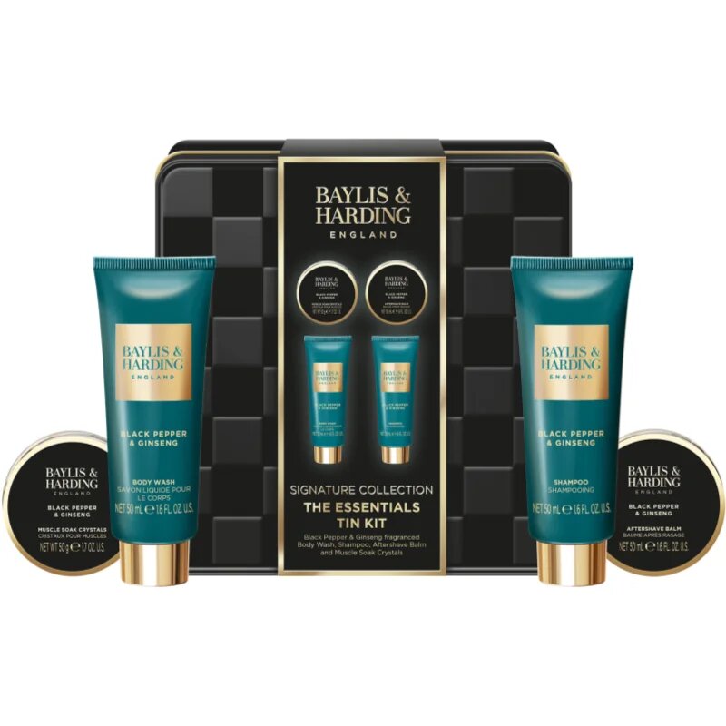 Baylis & Harding Black Pepper & Ginseng darilni set kovinska škatla za moške