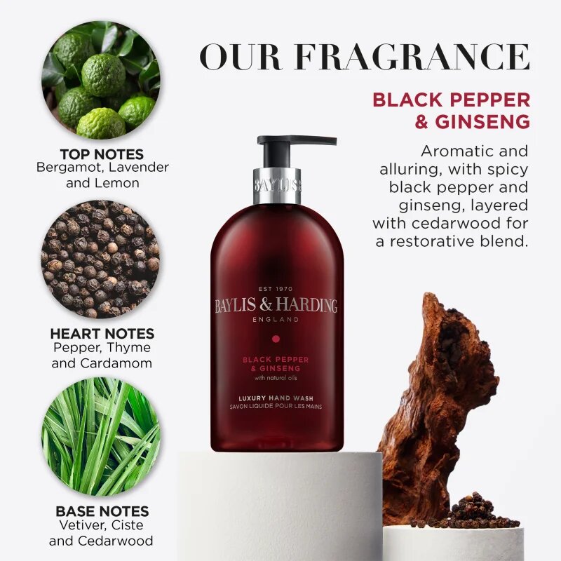 Baylis & Harding Black Pepper & Ginseng tekoče milo za roke 500 ml