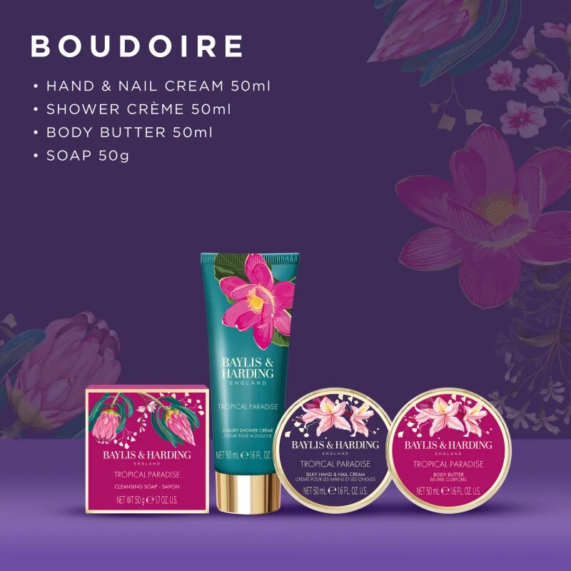 Baylis & Harding Boudoire Tropical Paradise darilni set kovinska škatla
