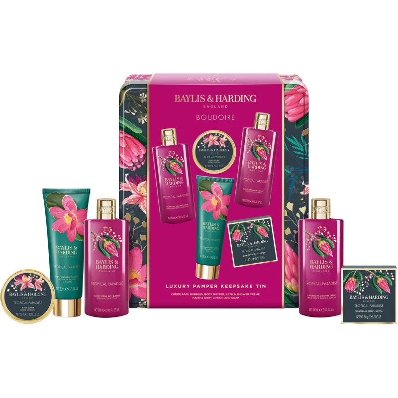 Baylis & Harding Boudoire Tropical Paradise darilni set kovinska škatla