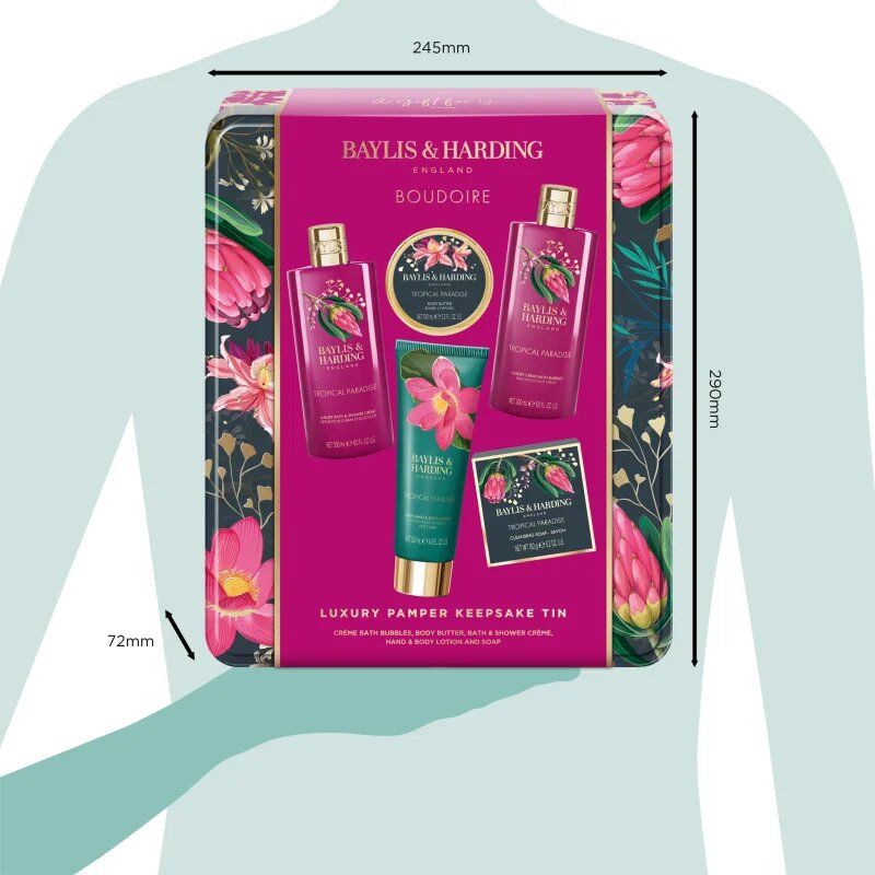 Baylis & Harding Boudoire Tropical Paradise darilni set kovinska škatla