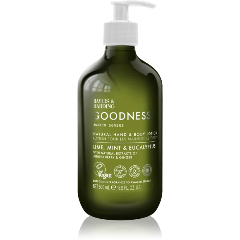Baylis & Harding Goodness Awaken Senses losjon za roke in telo z osvežujočim učinkom dišave Lime Mint & Eucalyptus 500 ml