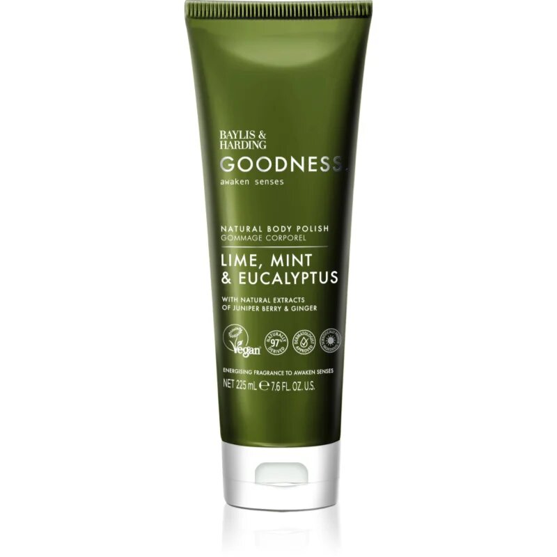 Baylis & Harding Goodness Awaken Senses osvežilni piling za telo dišave Lime Mint & Eucalyptus 225 ml