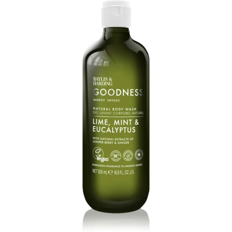 Baylis & Harding Goodness Awaken Senses osvežujoč gel za prhanje dišave Lime Mint & Eucalyptus 500 ml