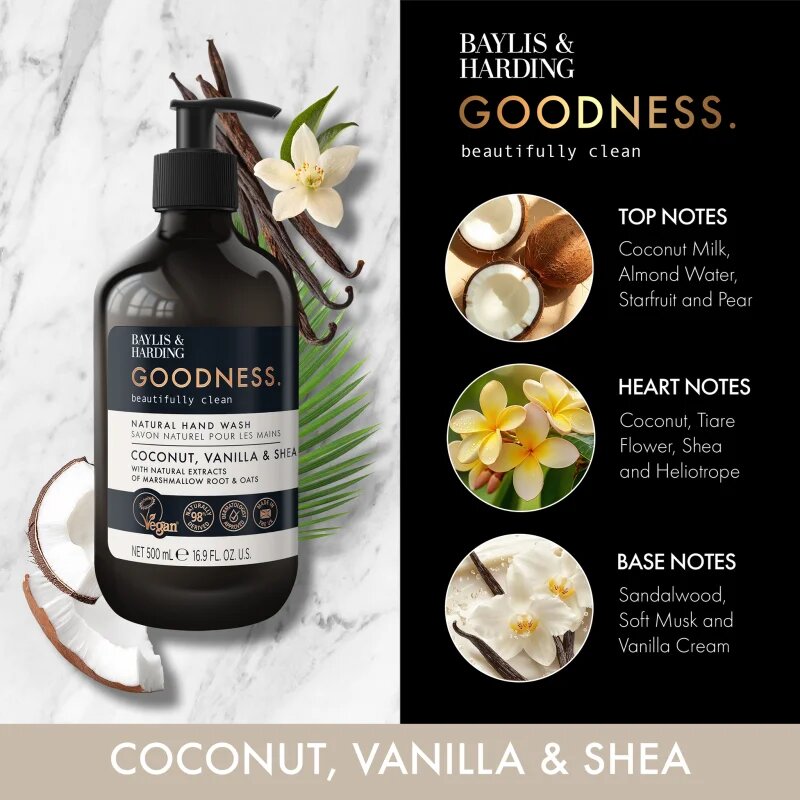 Baylis & Harding Goodness Coconut Vanilla & Shea naravno tekoče milo za roke 500 ml