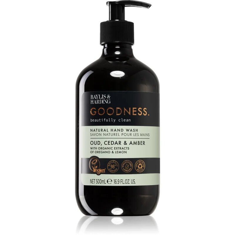 Baylis & Harding Goodness Oud Cedar & Amber naravno tekoče milo za roke 500 ml