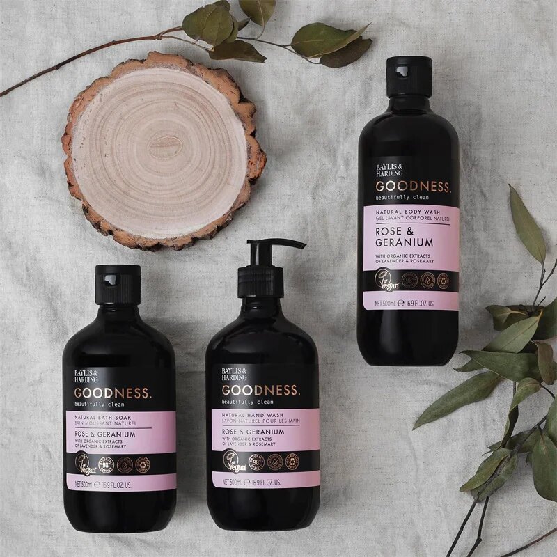 Baylis & Harding Goodness Rose & Geranium gel za prhanje z vonjem cvetja 500 ml