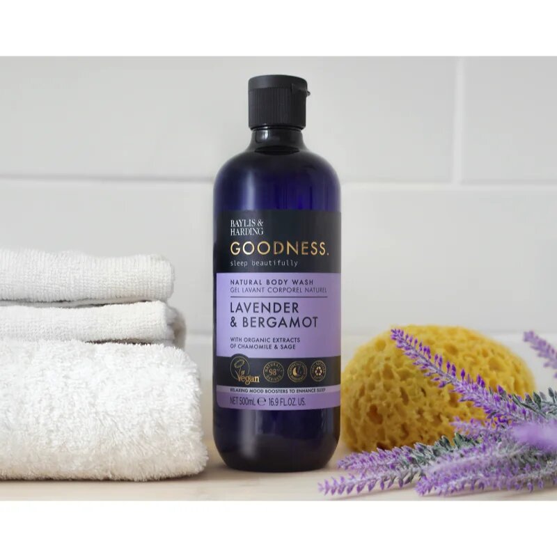 Baylis & Harding Goodness Sleep Beautifully antistresni gel za prhanje za miren spanec Lavender & Bergamot 500 ml