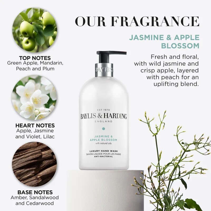 Baylis & Harding Jasmine & Apple Blossom čistilno tekoče milo za roke z antibakterijskim dodatkom 500 ml