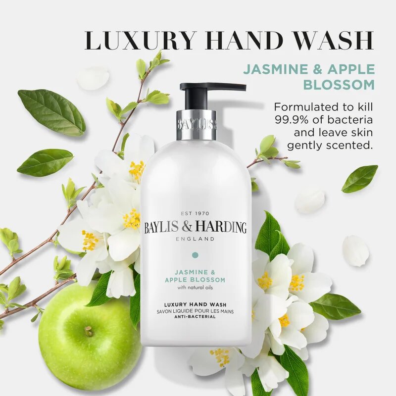 Baylis & Harding Jasmine & Apple Blossom čistilno tekoče milo za roke z antibakterijskim dodatkom 500 ml