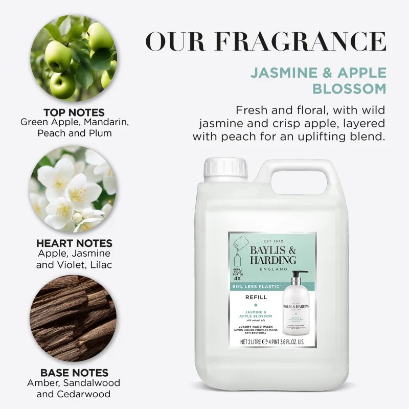 Baylis & Harding Jasmine & Apple Blossom tekoče milo za roke nadomestno polnilo 2000 ml
