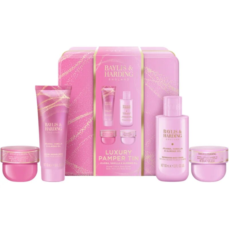 Baylis & Harding Jojoba Vanilla & Almond Oil darilni set kovinska škatla