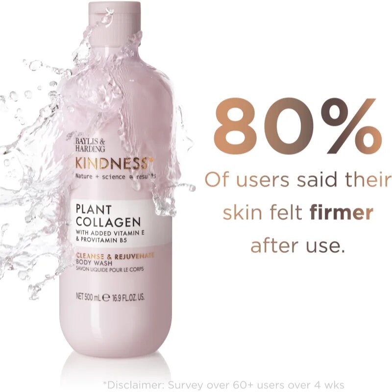 Baylis & Harding Kindness+ Plant Collagen revitalizacijski gel za prhanje dišave Coconut Milk & Rose Water 500 ml
