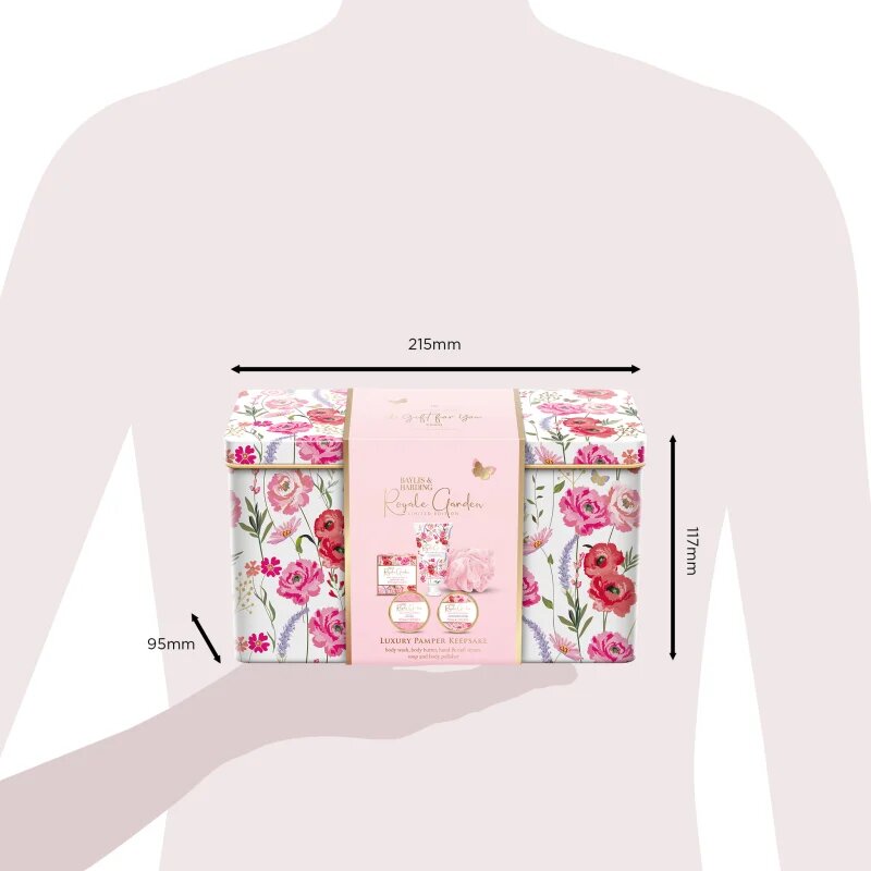 Baylis & Harding Royale Garden Rose Poppy & Vanilla darilni set kovinska škatla