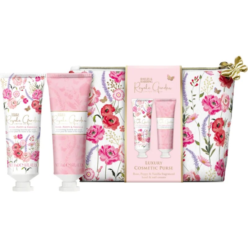 Baylis & Harding Royale Garden Rose Poppy & Vanilla darilni set kozmetična torbica