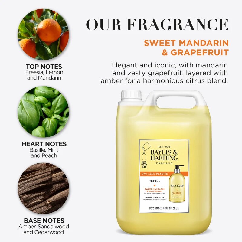Baylis & Harding Sweet Mandarin & Grapefruit tekoče milo za roke nadomestno polnilo 5000 ml