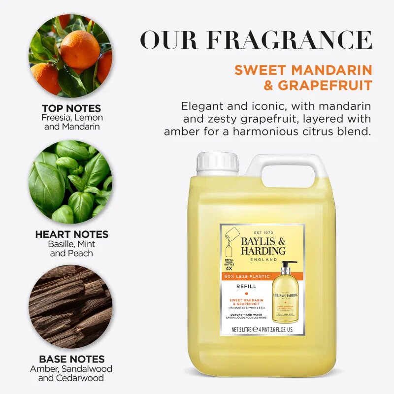 Baylis & Harding Sweet Mandarin & Grapefruit tekoče milo za roke nadomestno polnilo Refill 2000 ml